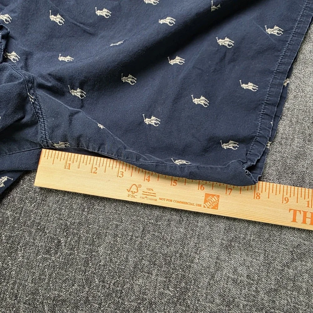 Polo Ralph Lauren Pajama Shorts Mens XL Navy Blue AOP Allover Pony Pockets 35x8